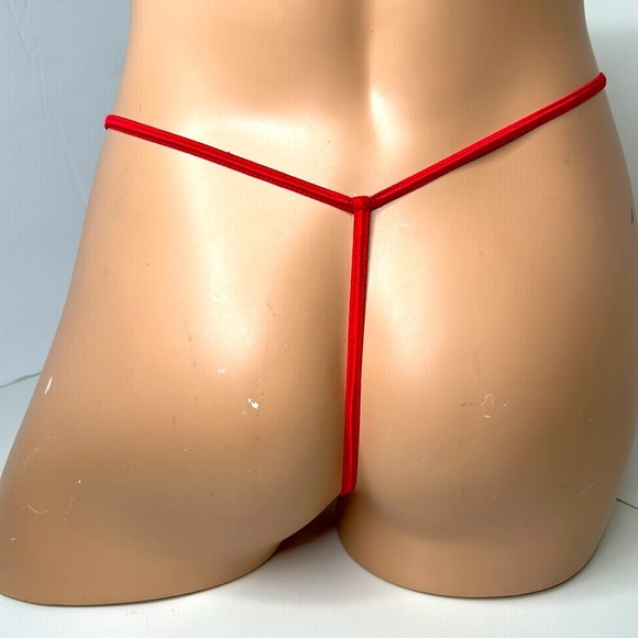 Vintage Y2K Thong | Red Silky Satin Stretch G-String w/ Mesh‎ Front Women’s Sz M - Picture 3 of 15